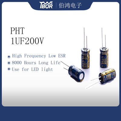 1UF200V منخفضة ESR الألومنيوم المكثفات كهربائيا 6.3x11mm 8000 ساعة
