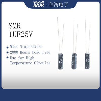 ISO9001 بنفايات شعاعي الرصاص المكثفات كهربائيا 1UF25V 5X11mm