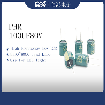 5000 ساعة 100UF80V LED ضوء مكثف 10X20MM ISO14001