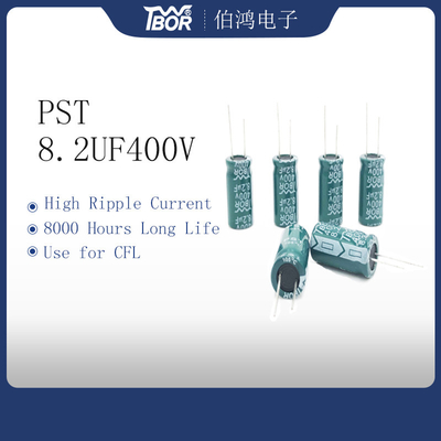 8.2 فائق التوهج 400 فولت ارتفاع تموج الحالي كهربائيا مكثف 13X20mm