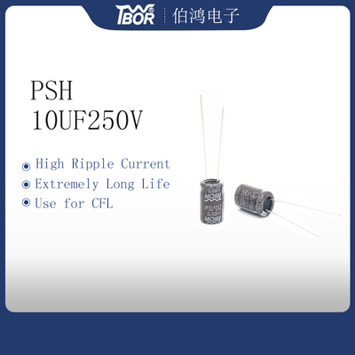 ISO9001 10X13MM الألومنيوم كهربائيا مكثف CFL 10UF 250V