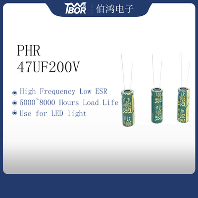 مكثف PHR 47uf 200v عالي السعة 13x16mm للضوء LED