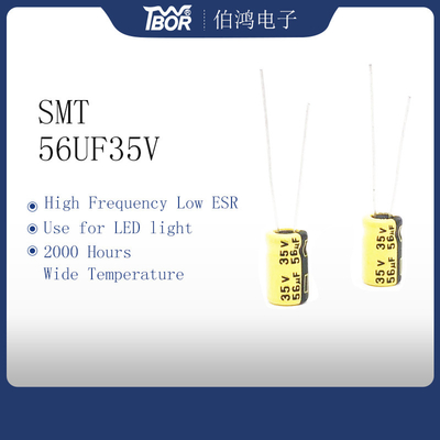 56UF35V SMT Electrolytic Capacitor 6.3x11mm مكثفات التحليل الكهربائي ذات درجة الحرارة العالية