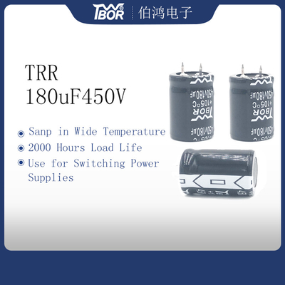 180UF450V 25x40mm المفاجئة في مكثف الطاقة درجة حرارة واسعة بنفايات